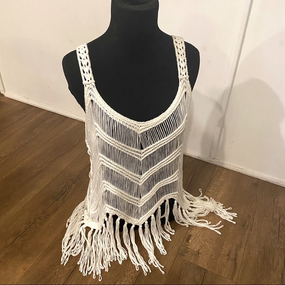 Off-White Crochet Tank Top (Medium)